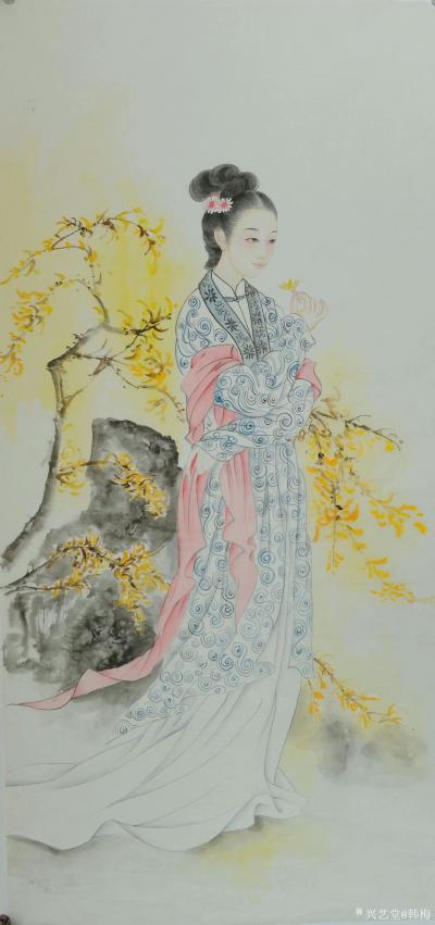韩梅日记-古典工笔美女画欣赏，尺寸68*138cm。【图3】
