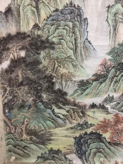 刘传军日记-308号作品《绿水青山气象新》，仿古山水画，绿水青山新气象。竖幅四尺，装裱后高1【图3】