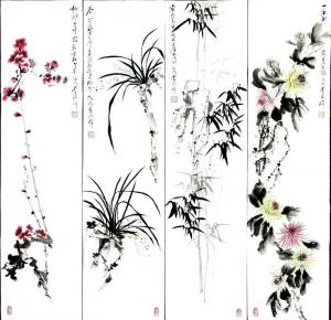 艺术品图片：艺术家李牧国画作品名称《梅兰竹菊》价格101600.00 元