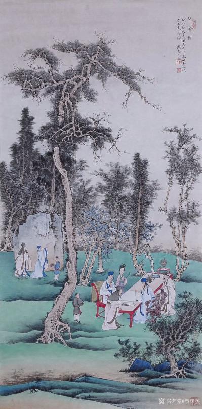 贾国英日记-《春烟十里溪》《幽幽太行》《文会图》国画山水画
凡经营下笔，必全天地。何谓天地【图1】