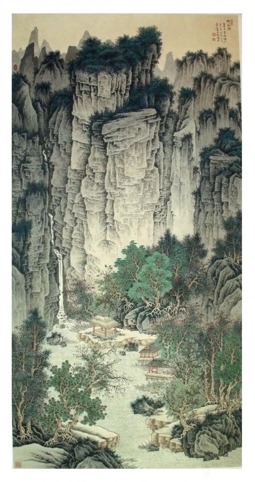 贾国英国画作品《幽幽太行》