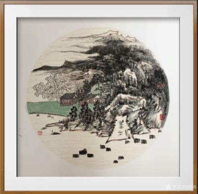 郎祎日记-国画山水画小品《塞北幽居》尺寸60*60cm，“中国传统的留白还是重中之重也，许【图3】