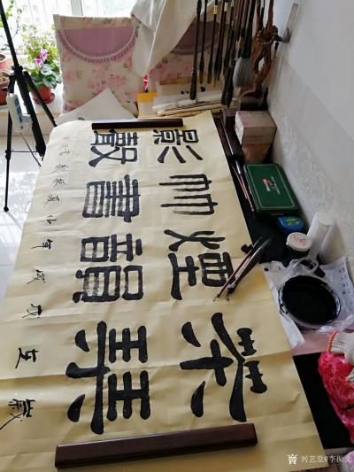 李振义日记-定制完成《茶烟竹影，琴韵书声》《翰墨飘香》，两幅书法作品，请欣赏。谢谢！【图1】