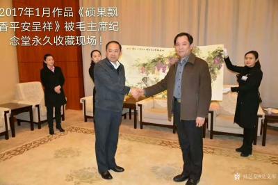 党文军日记-为蒲城县文化馆赴福建举办“蒲城县书画精品展”特订创作《硕果飘香呈祥瑞》国画花鸟画【图4】