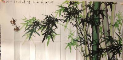 曹集珪日记-国画《四时风雨得清音》《君子清风》花鸟画，竹系列，尺寸70x140cm,请欣赏【图2】