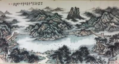 刘应雄日记-邓文胜大律师订制的4幅国画山水畫完成，《仙山神韵》《南岳晨曦》《山高水长》《万里【图1】