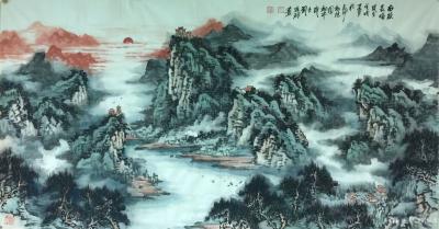刘应雄日记-邓文胜大律师订制的4幅国画山水畫完成，《仙山神韵》《南岳晨曦》《山高水长》《万里【图3】