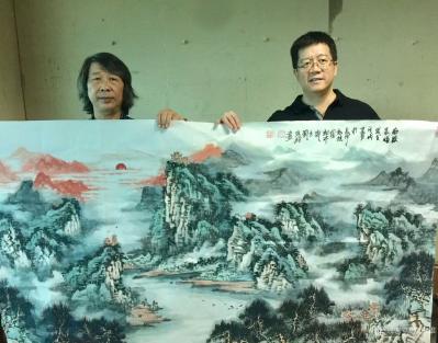 刘应雄日记-邓文胜大律师订制的4幅国画山水畫完成，《仙山神韵》《南岳晨曦》《山高水长》《万里【图4】