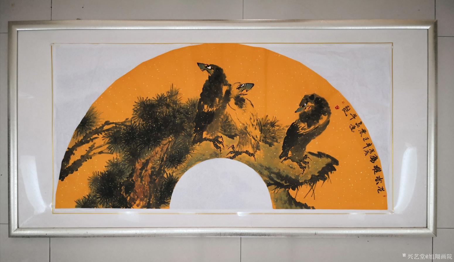 旭翔画院国画作品《苍松雄鹰》