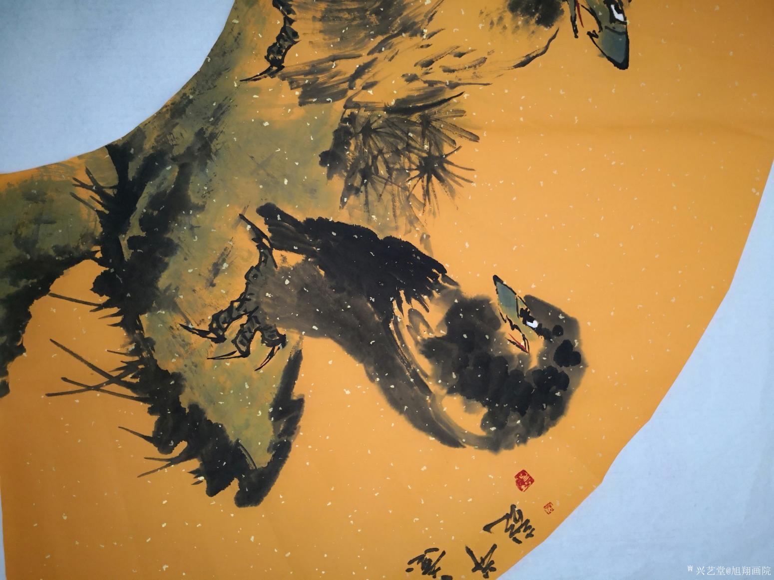 旭翔画院国画作品《苍松雄鹰》【图1】