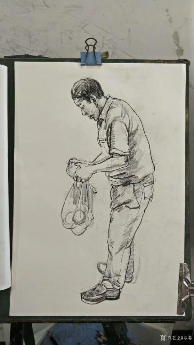 覃莽日记-课堂速写示范画三幅，《维修工》《眼睛男》【图2】