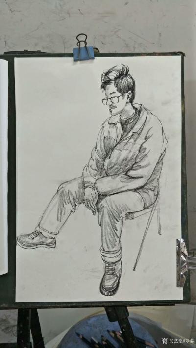 覃莽日记-课堂速写示范画三幅，《维修工》《眼睛男》【图3】