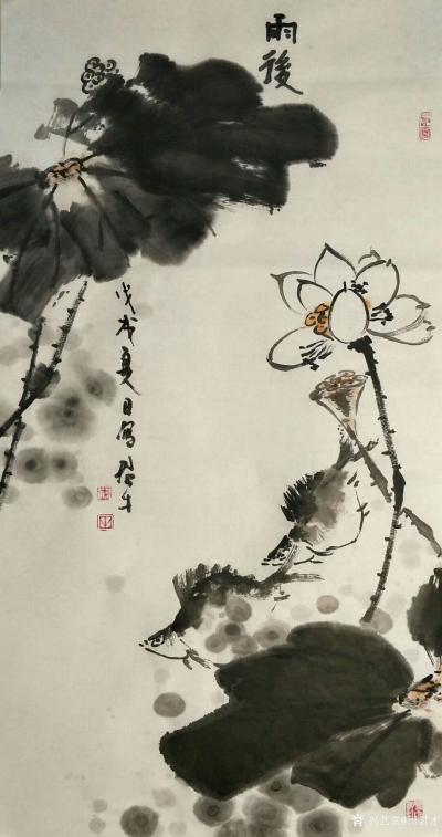 田君才日记-国画花鸟画～荷花系列《色夺歌人脸，香乱舞衣风》《雨后》《清气》，尺寸68*138【图2】