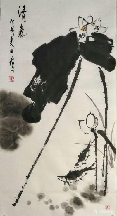 田君才日记-国画花鸟画～荷花系列《色夺歌人脸，香乱舞衣风》《雨后》《清气》，尺寸68*138【图3】