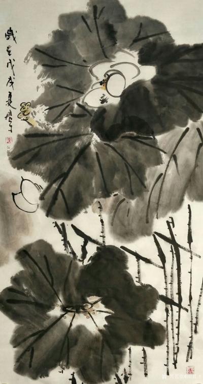 田君才日记-国画花鸟画～荷花系列《色夺歌人脸，香乱舞衣风》《雨后》《清气》，尺寸68*138【图4】