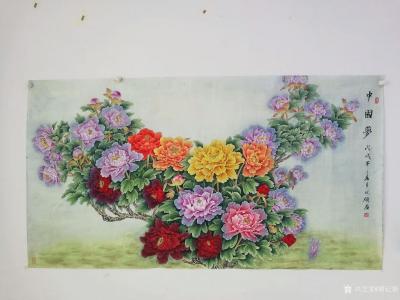 胡记领日记-《锦上添花》《富贵中国梦》工笔花鸟画，尺寸180*96厘米，已售出【图2】