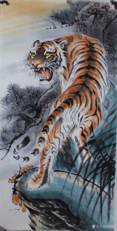 郭浩艺日记-国画老虎系列作品，正在辛苦完成订单中，已完成部分分享给大家欣赏。上山虎，下山虎，【图3】