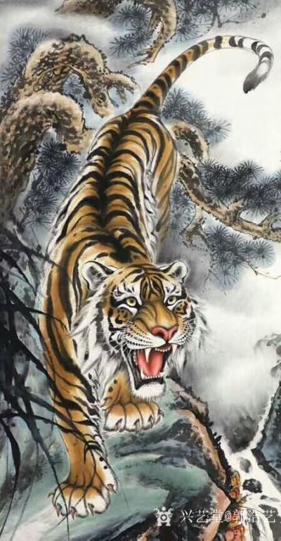 郭浩艺日记-国画老虎系列作品，正在辛苦完成订单中，已完成部分分享给大家欣赏。上山虎，下山虎，【图5】