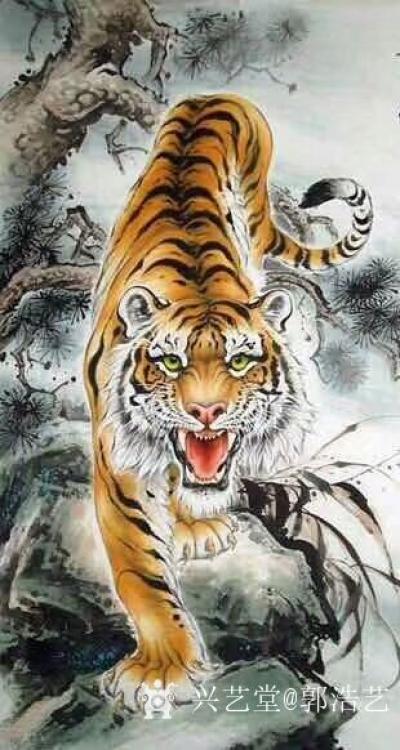 郭浩艺日记-国画老虎系列作品，正在辛苦完成订单中，已完成部分分享给大家欣赏。上山虎，下山虎，【图6】