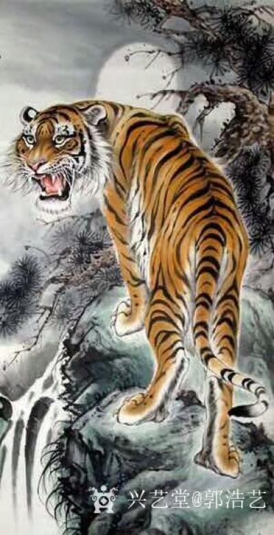 郭浩艺日记-国画老虎系列作品，正在辛苦完成订单中，已完成部分分享给大家欣赏。上山虎，下山虎，【图7】