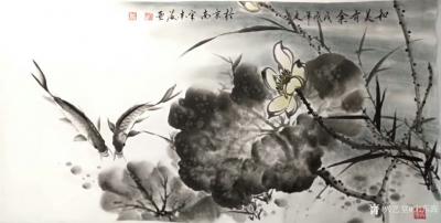 宋东海日记-《福禄有余》《和美有余》《鱼东图》，国画动物画鱼系列作品，尺寸68x138cm。【图2】