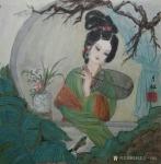 当代书画名家—缪月红日志-①《海边少女》40＊39cm②《仕女小鸟图》34＊33cm③【图2】