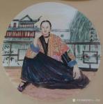 当代书画名家—缪月红日志-①《海边少女》40＊39cm②《仕女小鸟图》34＊33cm③【图4】