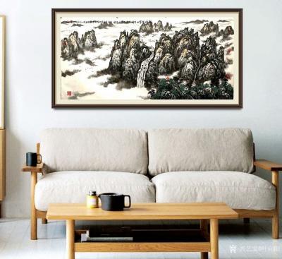 叶向阳日记-翰墨颂中华:《群峰耸翠山雨过银瀑飞流水风生》国画山水画。恭请亲朋好友共同分享并雅【图1】