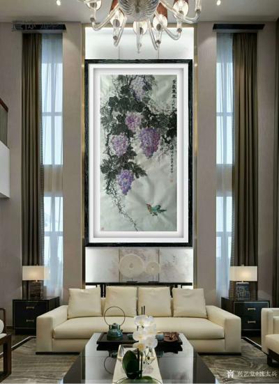 魏太兵日记-国画花鸟画葡萄系列作品《紫气东来》《明珠璀璨》，尺寸四尺68X138cm，请欣赏【图4】