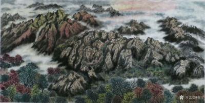 崔宁日记-国画山水画作品《黄山云海》《祥云绕翠峰》《天池》《气势磅礴》，请欣赏【图2】