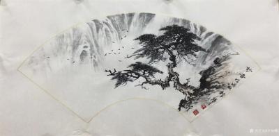 罗树辉日记-刚刚买了一刀扇面，今天试试新纸。画了三幅《妙音》《气韵天成》《归舟》，谢谢石广生【图1】