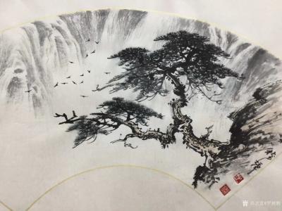 罗树辉日记-刚刚买了一刀扇面，今天试试新纸。画了三幅《妙音》《气韵天成》《归舟》，谢谢石广生【图4】