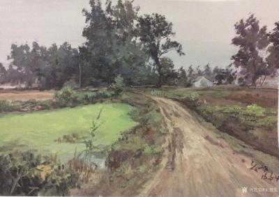 宋德发日记-城市呆久了，想去农村看看，透透气，给自己一个释放压力的空间。水粉画田园风光系列作【图3】