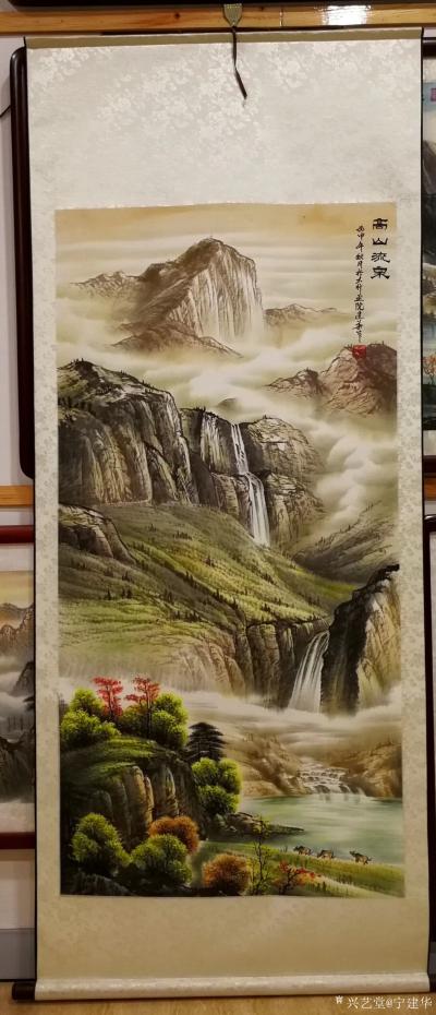 宁建华日记-《古道清风》《高山流泉》四尺竖幅彩墨山水画，已装裱，送给老师们欣赏指导!【图2】