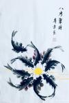 李尊荣日志-近作分享《八方聚财》《探索》《连年有余》，国画花鸟鱼类，尺寸【图1】