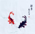 李尊荣日志-近作分享《八方聚财》《探索》《连年有余》，国画花鸟鱼类，尺寸【图3】