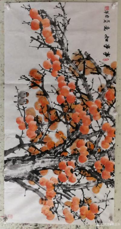 韩宗华日记-原生态水果来了，无公害不打农药的，哈哈。《事事如意》柿子系列，《硕果飘香》，葡萄【图1】