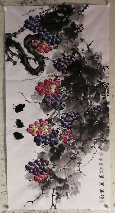 韩宗华日记-原生态水果来了，无公害不打农药的，哈哈。《事事如意》柿子系列，《硕果飘香》，葡萄【图2】