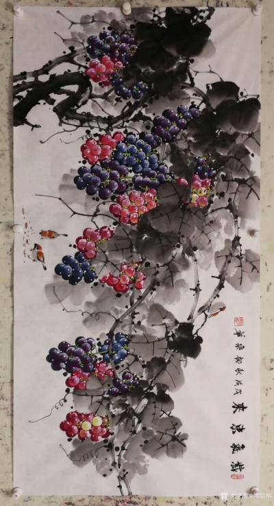 韩宗华日记-原生态水果来了，无公害不打农药的，哈哈。《事事如意》柿子系列，《硕果飘香》，葡萄【图4】