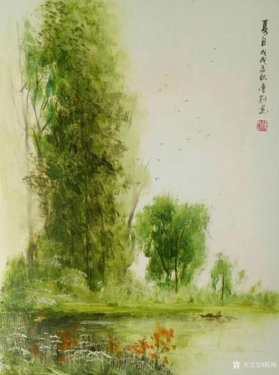 陈刚日记-塘边写生《夏曲》，《晨曲》，《夏日》，国画彩墨画60×80cm【图2】