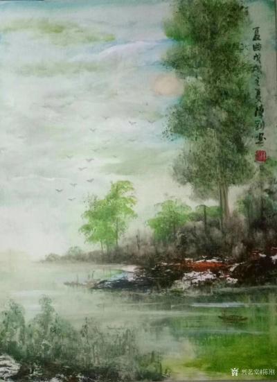 陈刚日记-塘边写生《夏曲》，《晨曲》，《夏日》，国画彩墨画60×80cm【图3】
