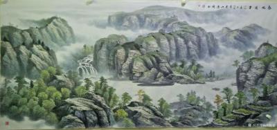 卢俊良日记-国画山水画《春风万里》尺寸100X220，《一江春水》尺寸100X220，斗方《【图1】
