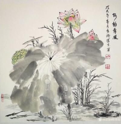 杜章瑞日记-《荷韵清风》《青莲荷韵》，国画花鸟画荷花，尺寸斗方60*60cm，请各位欣赏【图1】