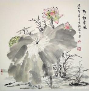 艺术品图片：艺术家杜章瑞国画作品名称《荷韵青风》议价
