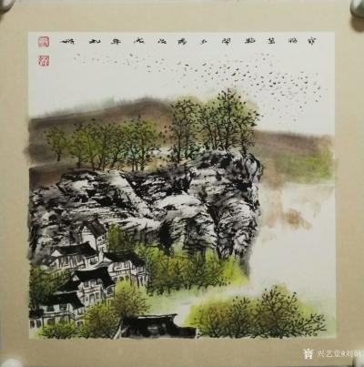 刘娟日记-《寒鸦万点闹夕阳》国画山水画斗方60*60cm【图2】