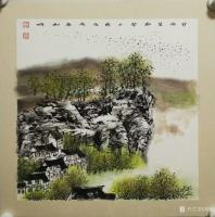 艺术家刘娟日记:《寒鸦万点闹夕阳》国画山水画斗方60*60cm【图1】