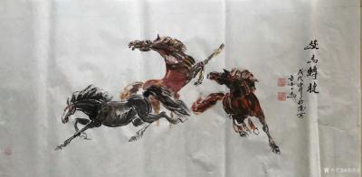 邵西安日记-《骏马转捷》，《君子春意闹》，《荷塘月色》，《唐韵雄风图》，国画骏马系列作品4幅【图1】