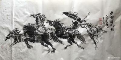 邵西安日记-《骏马转捷》，《君子春意闹》，《荷塘月色》，《唐韵雄风图》，国画骏马系列作品4幅【图4】