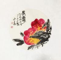 艺术家田革祥日记:国画花鸟画小品一组《长寿》桃，《荷花》，水果螃蟹组合《风味可【图3】