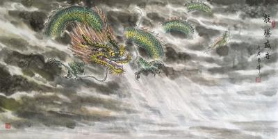袁峰日记-国画新作《龙腾盛世》，尺寸68*138cm，
生活的天空不可能永远清澈透明，有【图2】